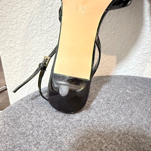 Black Patent Slingback Kitten Heels • Pointed Toe • Y2K 90s Minimal Buckle Heels - Picture 7 of 10